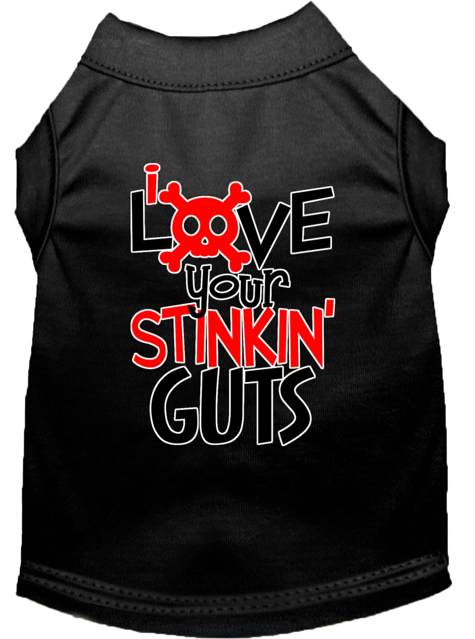 Love your Stinkin Guts Screen Print Dog Shirt Black Lg